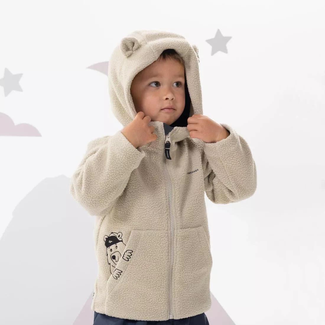 LINEN BEIGE Kids' Hiking Fleece - MH500 KID Beige - Ages 2-6, No Color, medium