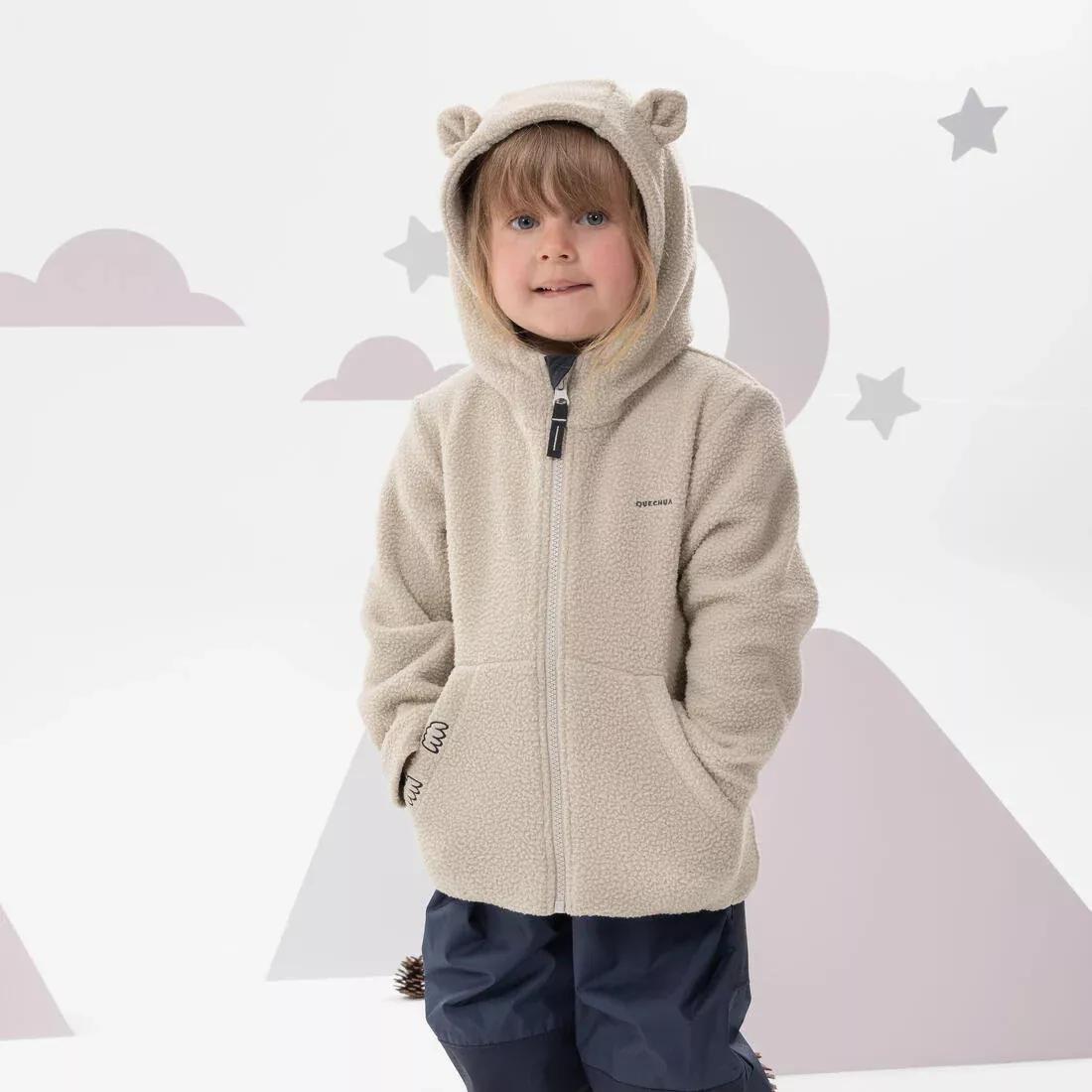 LINEN BEIGE Kids' Hiking Fleece - MH500 KID Beige - Ages 2-6, No Color, large image number 9