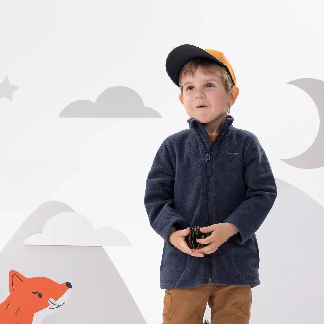 NAVY BLUE Kids' fleece hiking jacket MH100 Zip - 2-6 years, No Color, medium