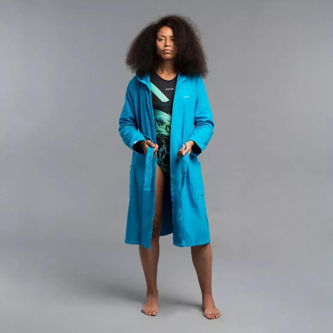 Unisex Cotton Pool Bathrobe, Turquoise, , medium