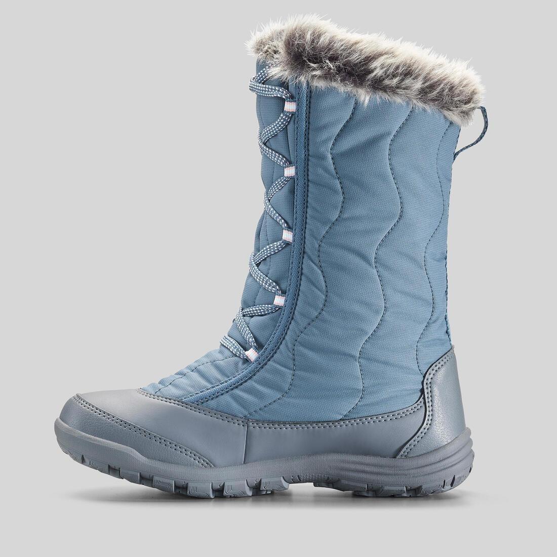 Kids Girls warm and waterproof snow hiking boots - UK size 11.5-5 - SH500 Zip, Navy, No Color, medium