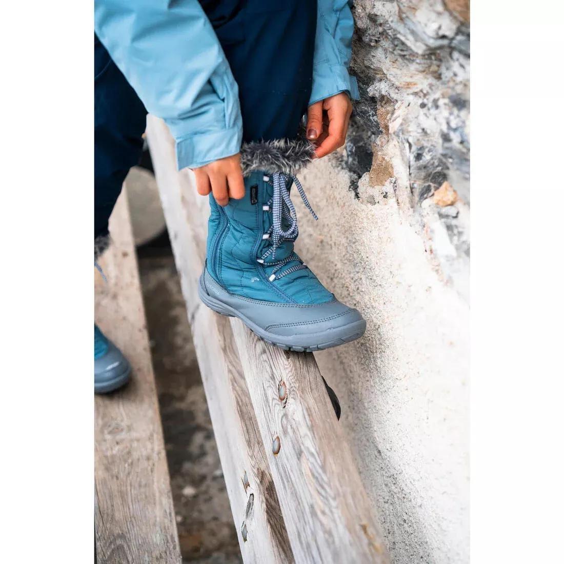 Kids Girls warm and waterproof snow hiking boots - UK size 11.5-5 - SH500 Zip, Navy, No Color, large image number 8