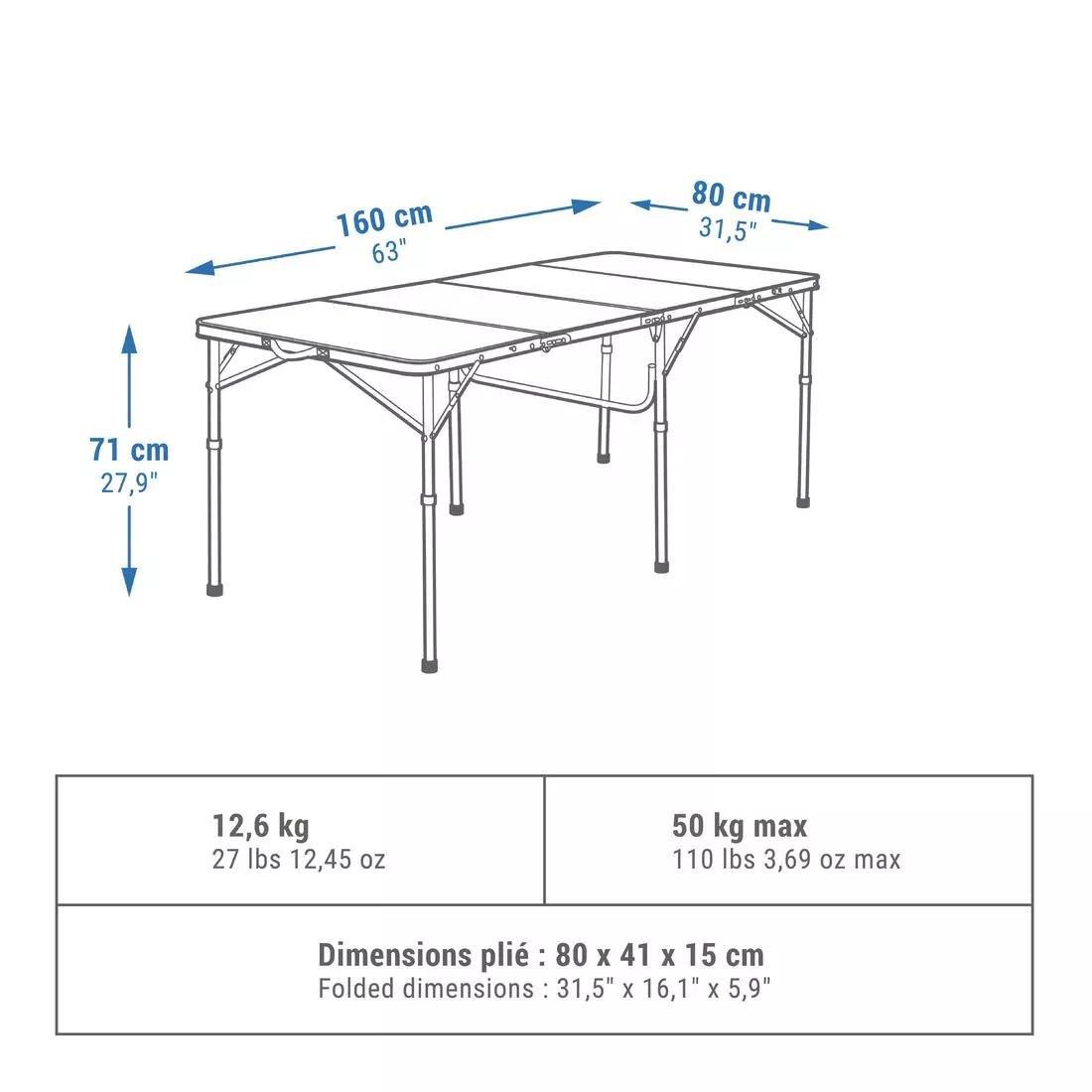 Large Folding Camping Table &ndash; 6 To 8 People, Silver, No Color, large image number 2