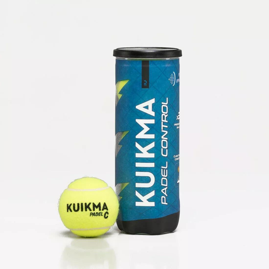 Pressurised Padel Balls - Kuikma PB Control - Pack Of 3, Yellow, No Color, medium