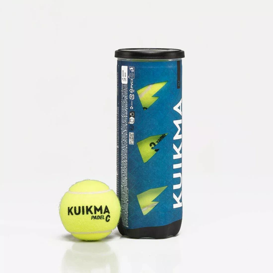 Pressurised Padel Balls - Kuikma PB Control - Pack Of 3, Yellow, No Color, large image number 2