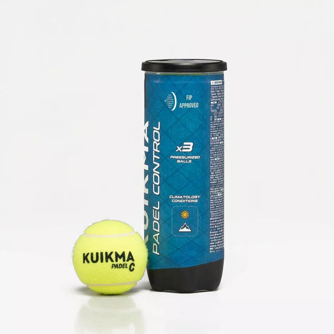Pressurised Padel Balls - Kuikma PB Control - Pack Of 3, Yellow, No Color, large image number 3