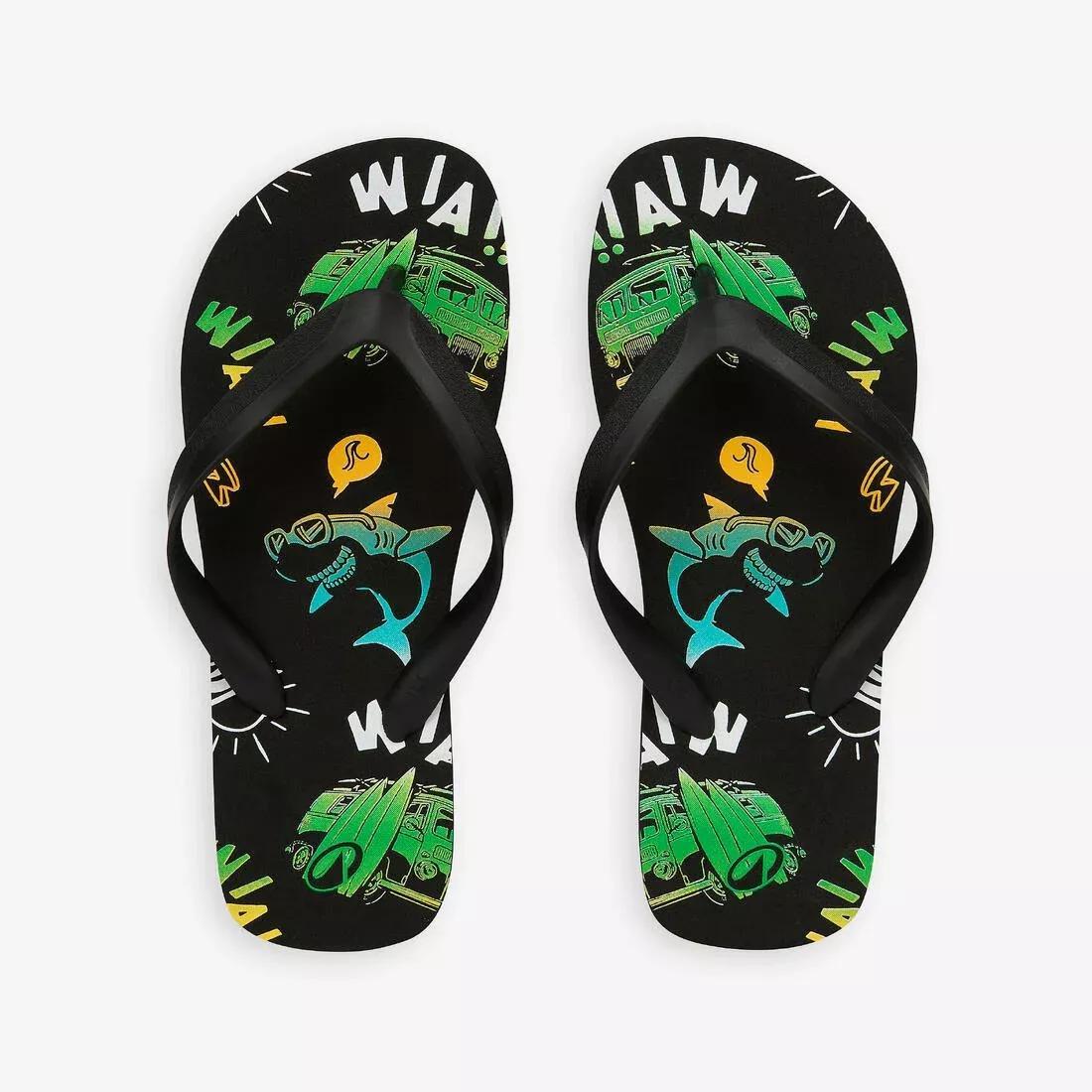Boys' Flip-Flops - 120 - Words, Black, No Color, large image number 3
