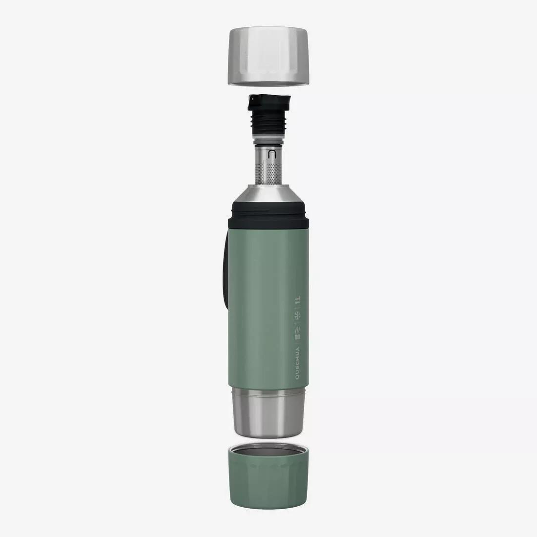 YELLOW 1L insulated stain steel flask for hiking & camping 900, with instant stopper, No Color, large image number 2
