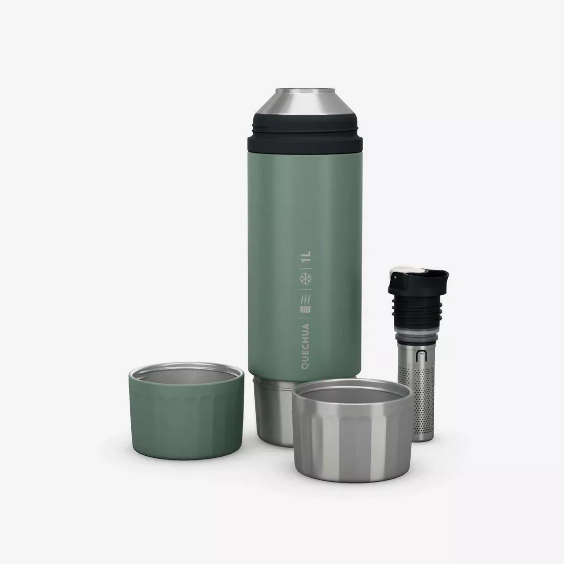 YELLOW 1L insulated stain steel flask for hiking & camping 900, with instant stopper, No Color, large image number 3