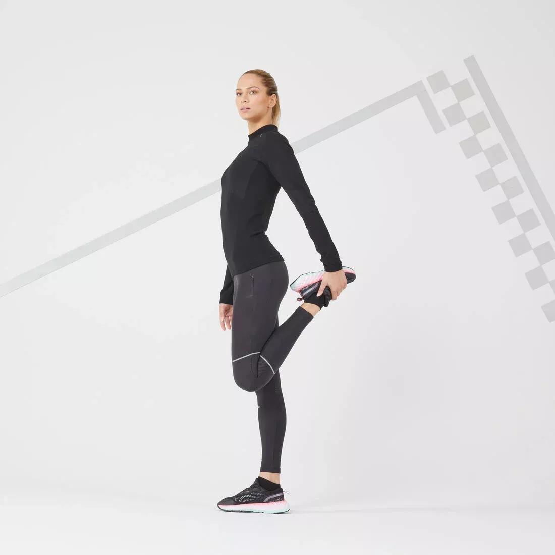 Women Long-Sleeved Seamless Running T-Shirt, Black, , large image number 1