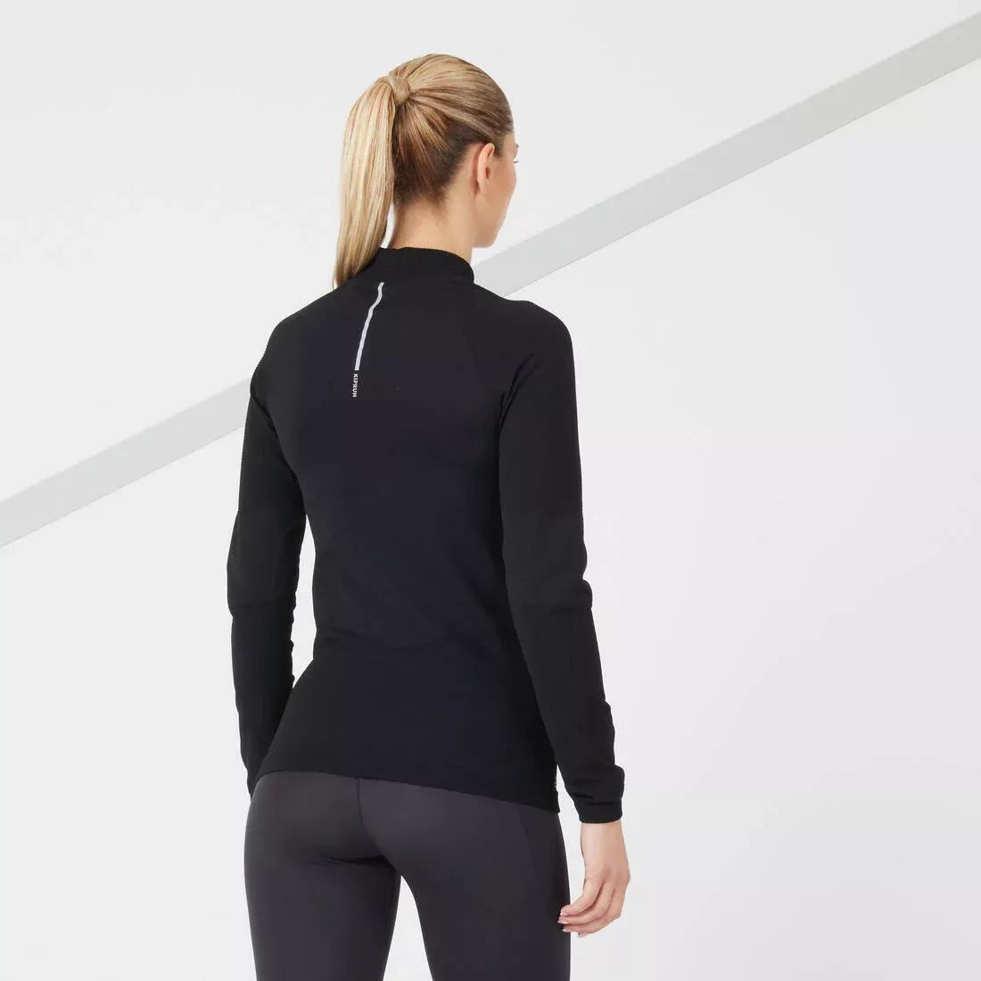 Women Long-Sleeved Seamless Running T-Shirt, Black, , large image number 2