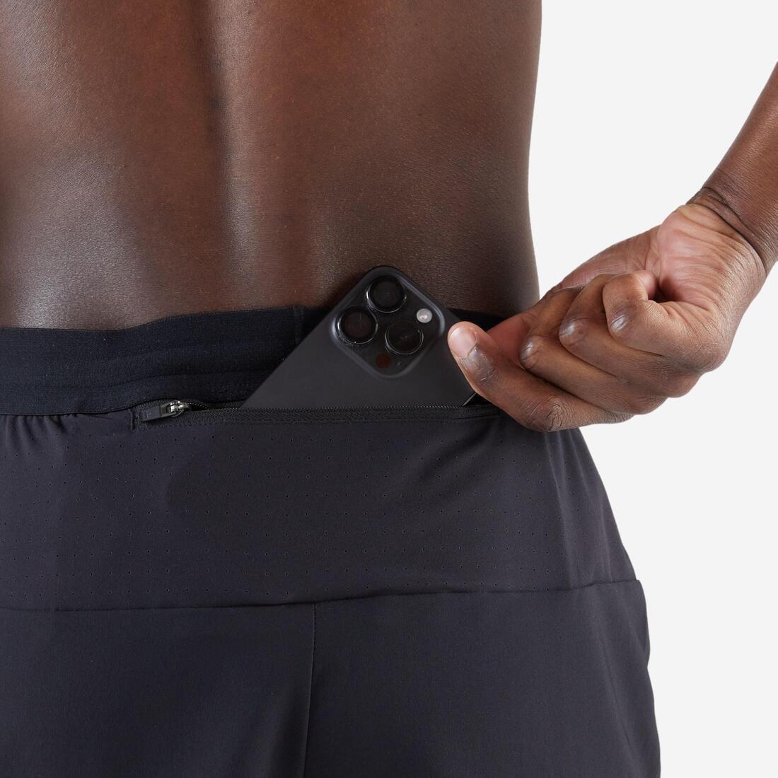 Men Running Shorts - Kiprun Run 500 Dry, Black, No Color, large image number 6