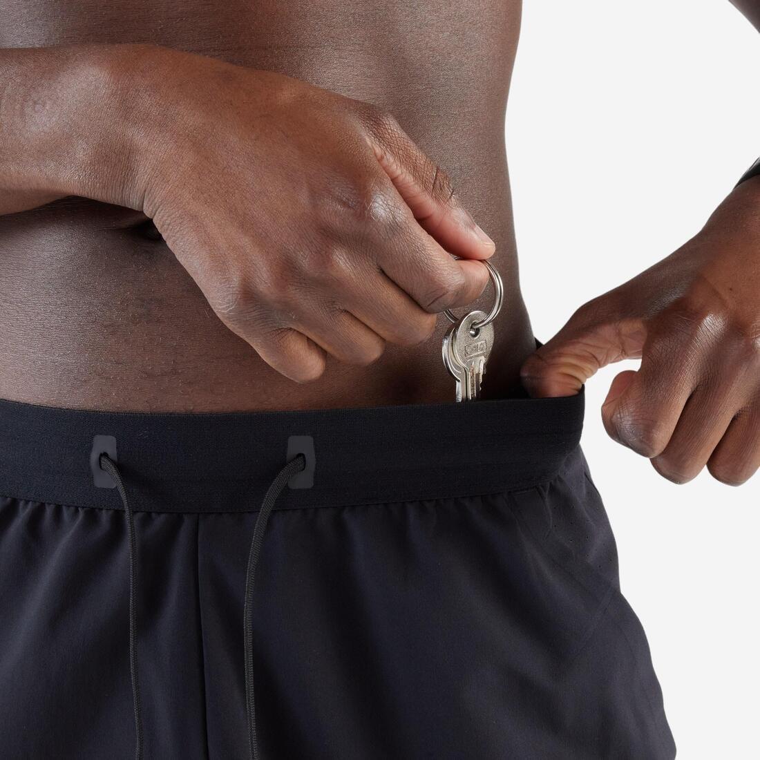 Men Running Shorts - Kiprun Run 500 Dry, Black, No Color, large image number 7