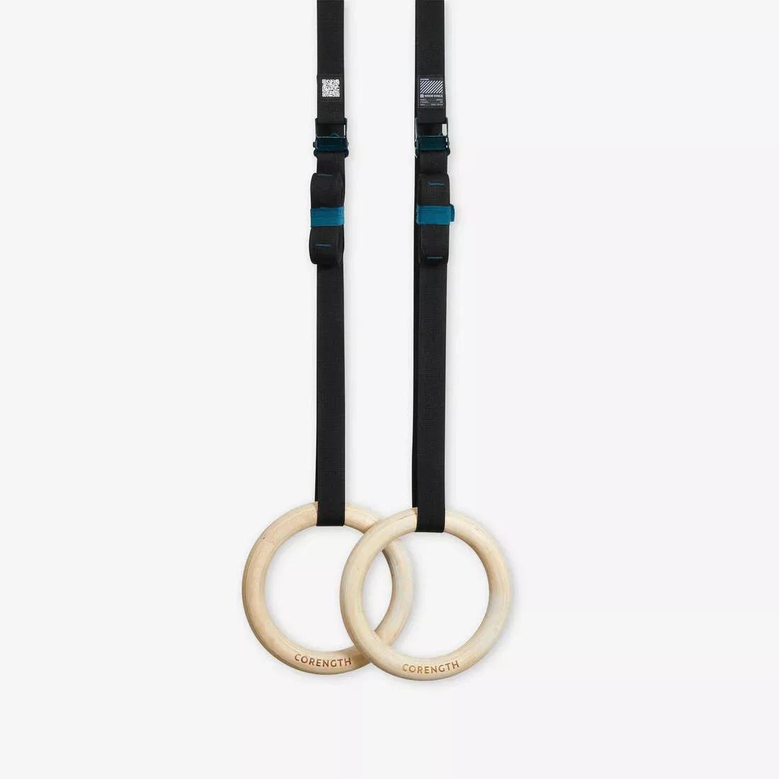 BLACK Cross Training Fitness Rings - Wood, No Color, large image number 0