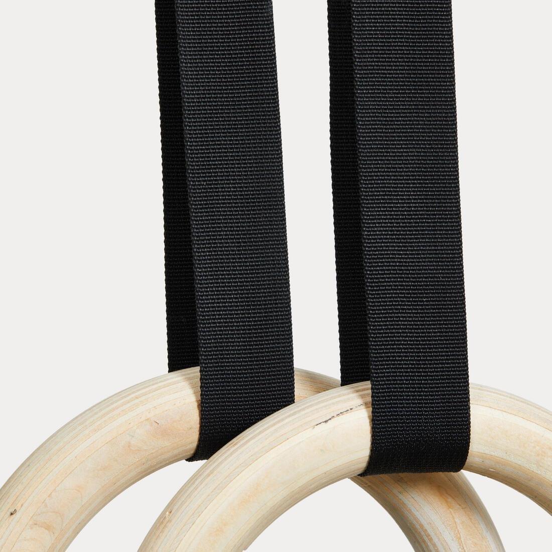 BLACK Cross Training Fitness Rings - Wood, No Color, large image number 4