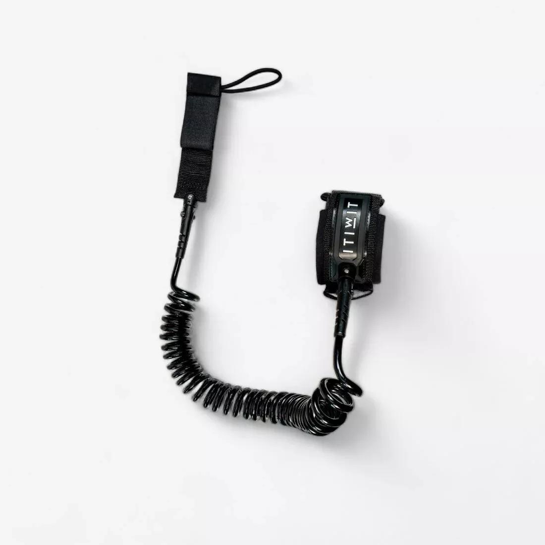 BLACK Touring stand-up paddle board spiral leash, No Color, large image number 0