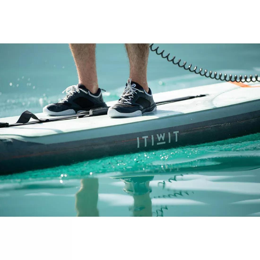 BLACK Touring stand-up paddle board spiral leash, No Color, large image number 1