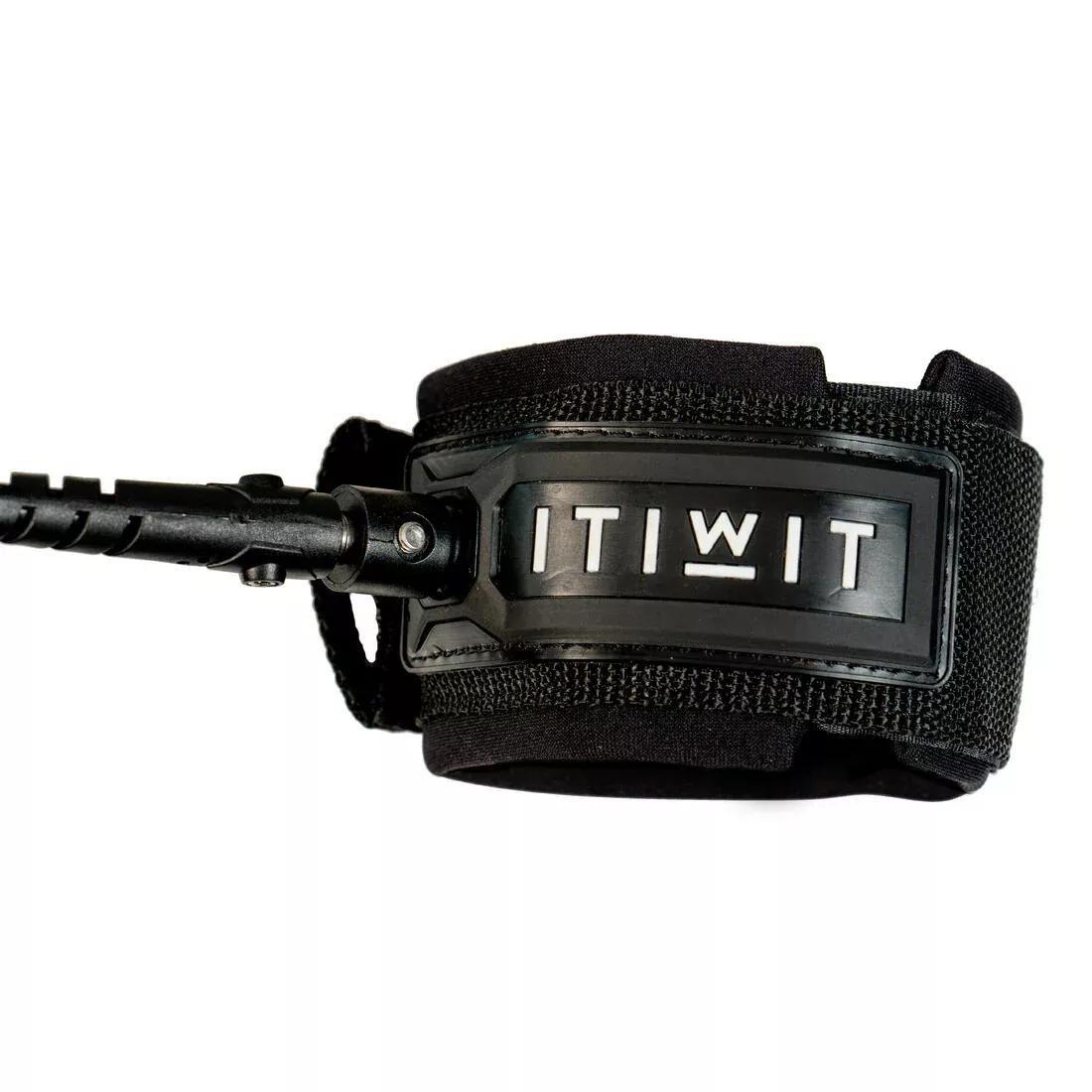 BLACK Touring stand-up paddle board spiral leash, No Color, large image number 2