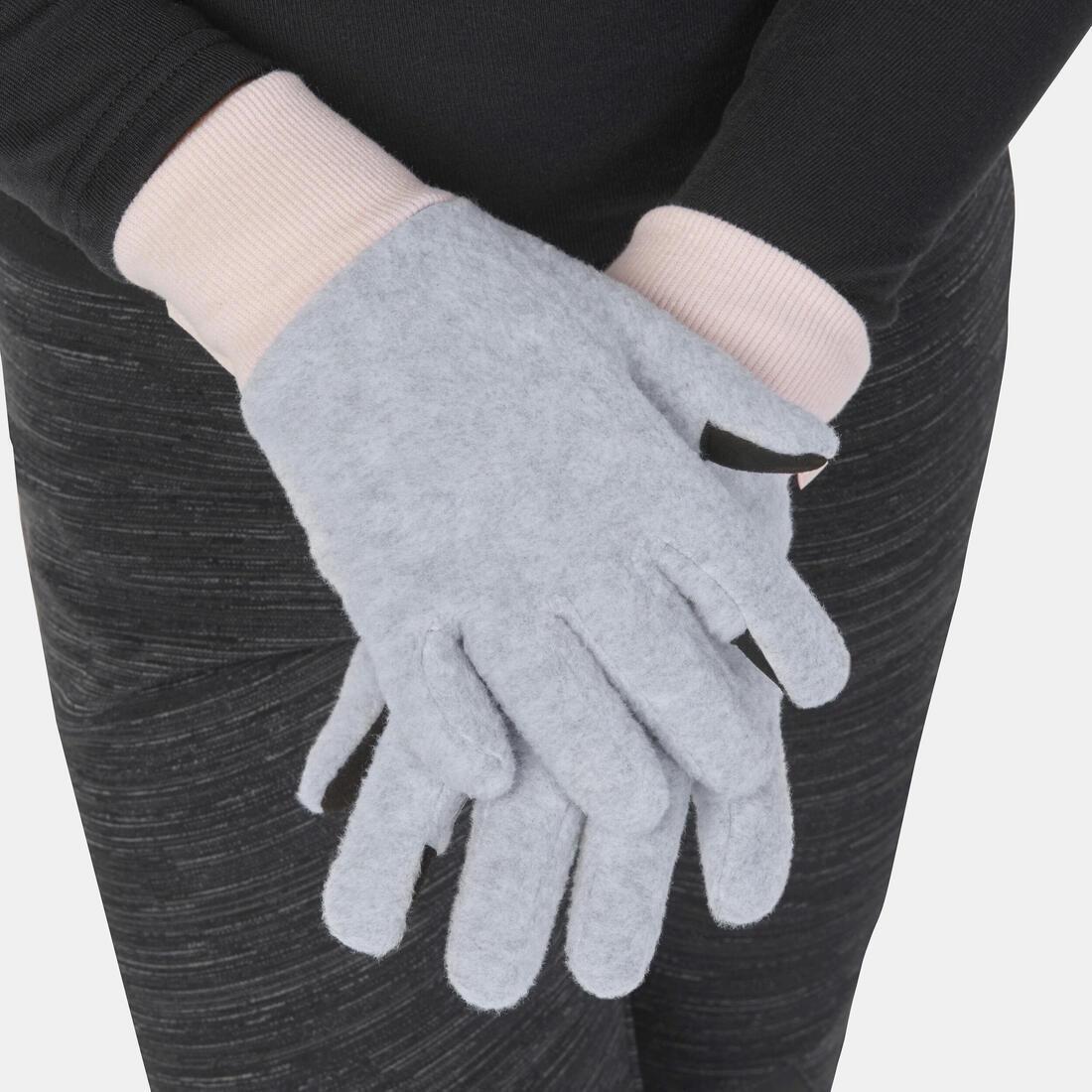 Kids Fleece Hiking Gloves - Sh100 X-Warm - 6 -14 Years, Grey, , large image number 5