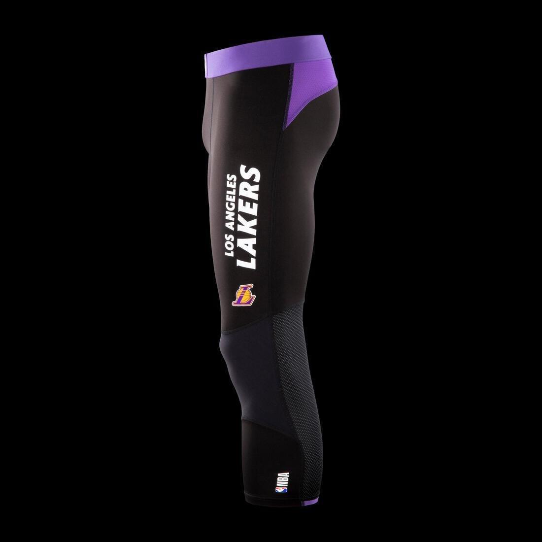 Men Basketball 3/4 Leggings - 500 Nba Los Angeles Lakers, Black, No Color, large image number 10