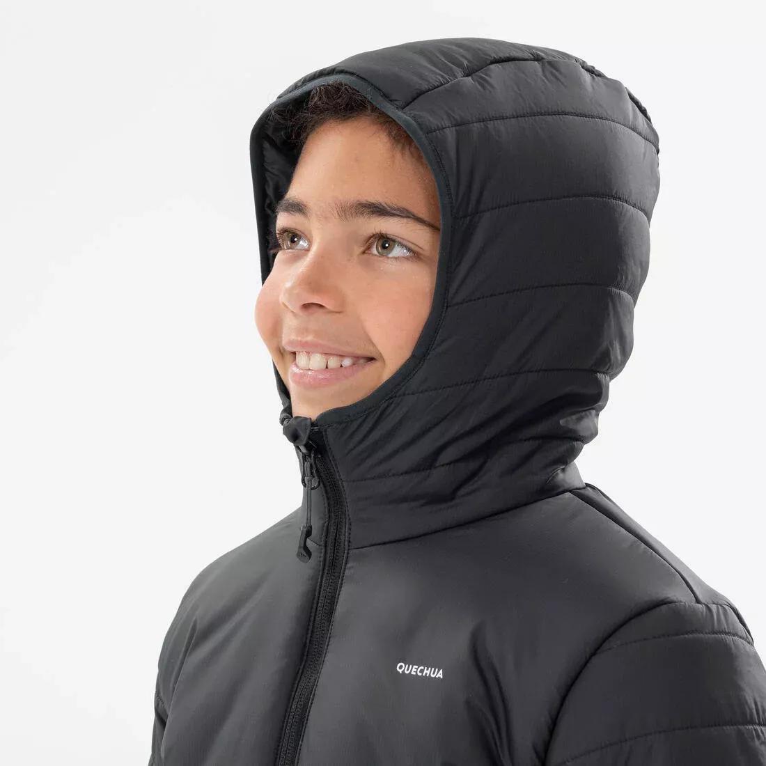 Kids Padded Hiking Jacket - Aged 7-15 - Hybrid Black, Grey, , large image number 4
