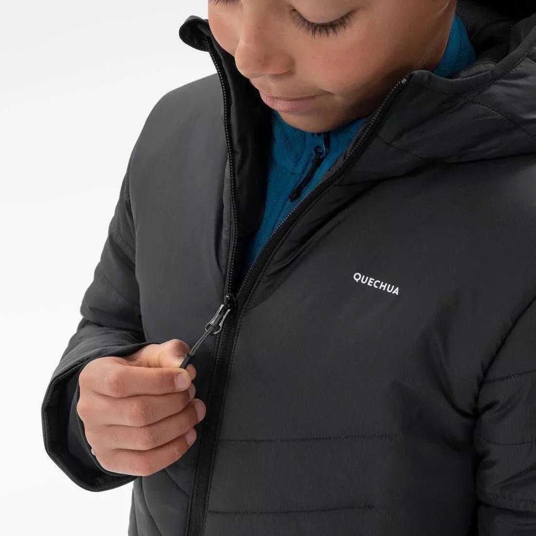 Kids Padded Hiking Jacket - Aged 7-15 - Hybrid Black, Grey, , large image number 5