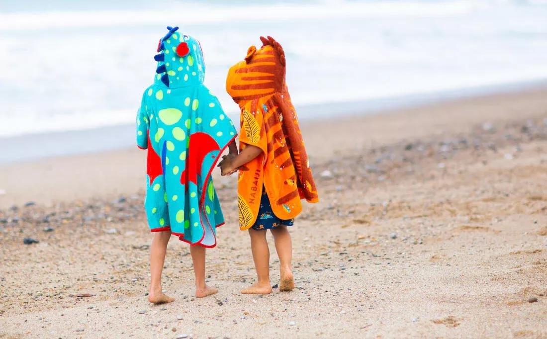 Kids Boys Cotton Changing Poncho, Green, No Color, large image number 2