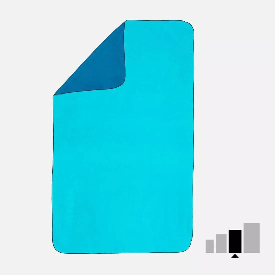 Microfibre Swimming Towel Size L 80 X 130 Cm Double-Sided Blue/Green, Teal Green, No Color, large image number 0