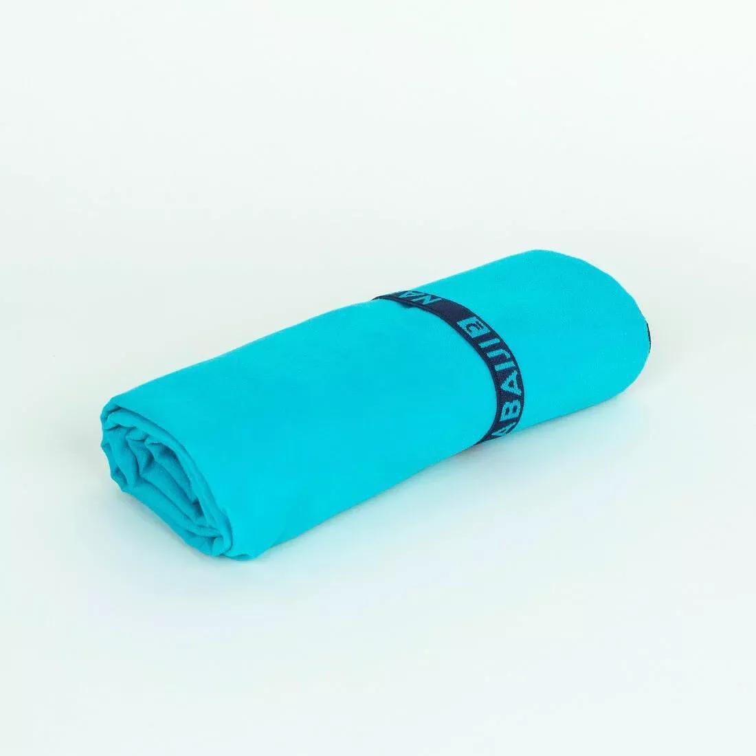Microfibre Swimming Towel Size L 80 X 130 Cm Double-Sided Blue/Green, Teal Green, No Color, large image number 1