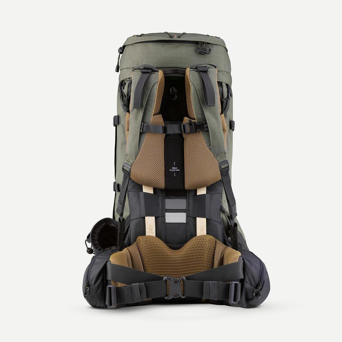 ASH KHAKI GREEN Men's trekking backpack 50+10L - MT900 Symbium, No Color, medium