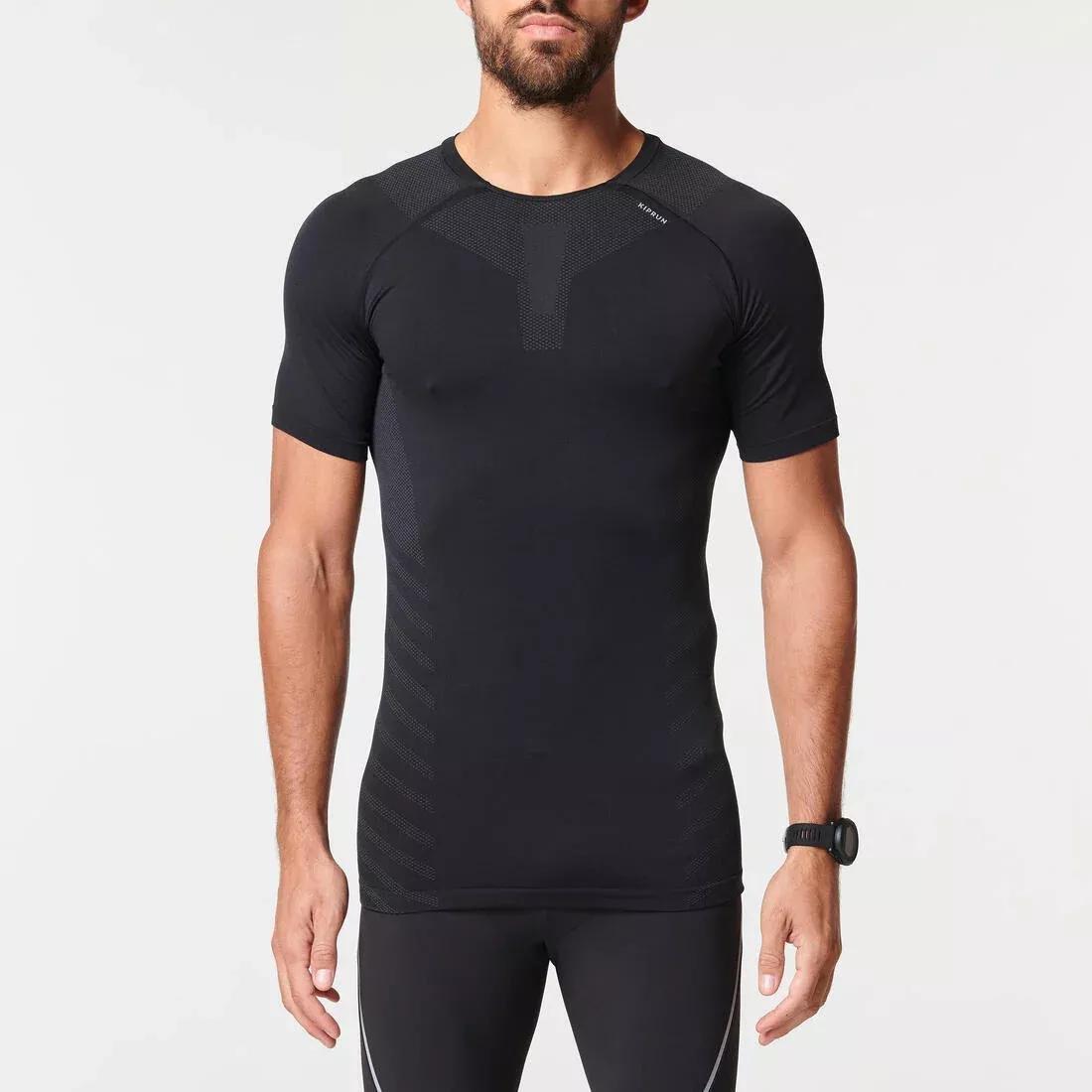 Men Running Seamless T-Shirt - Kiprun Run 500 Comfort Skin, Black, No Color, medium