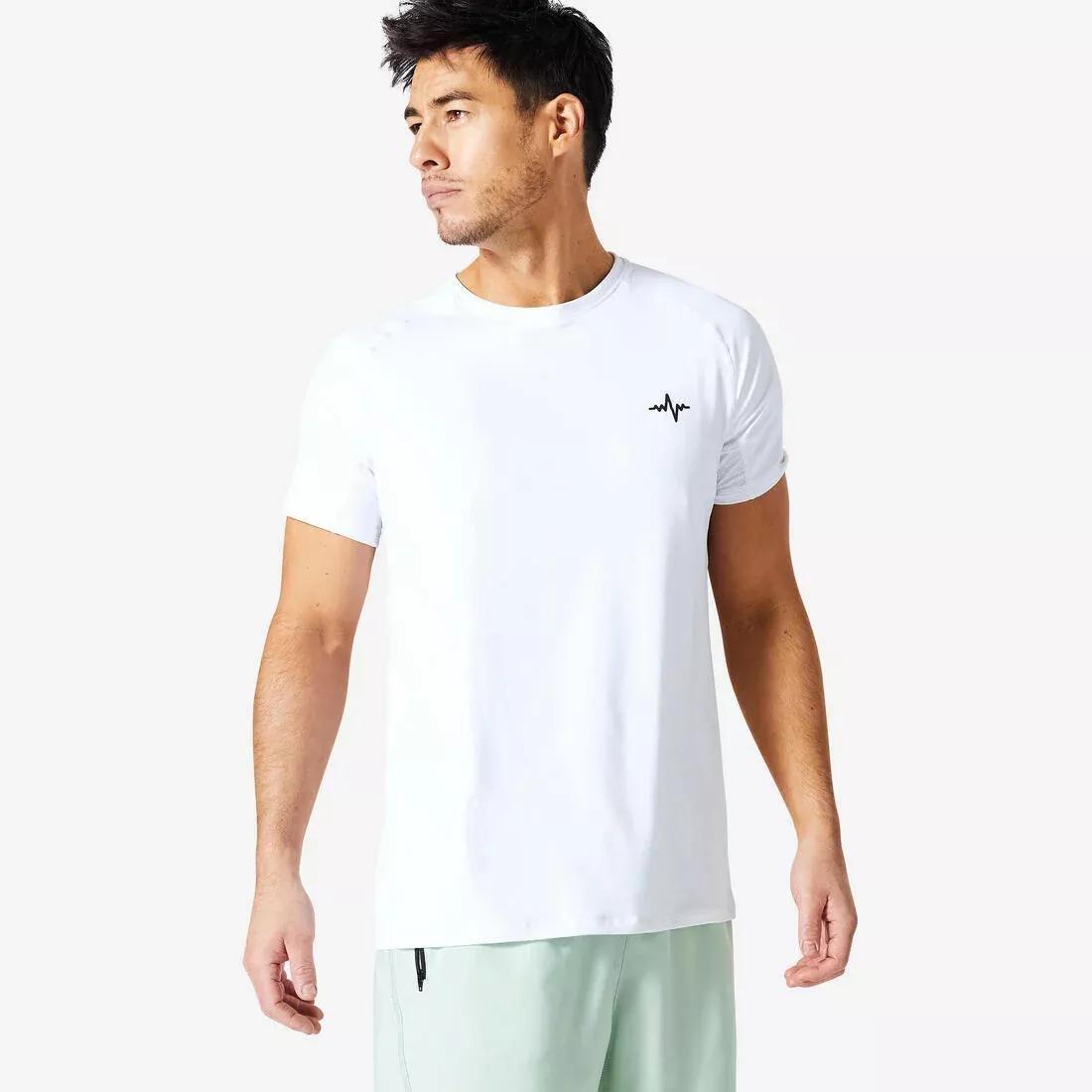 Men Fitness Breathable Essential Crew Neck T-Shirt, White, No Color, large image number 0