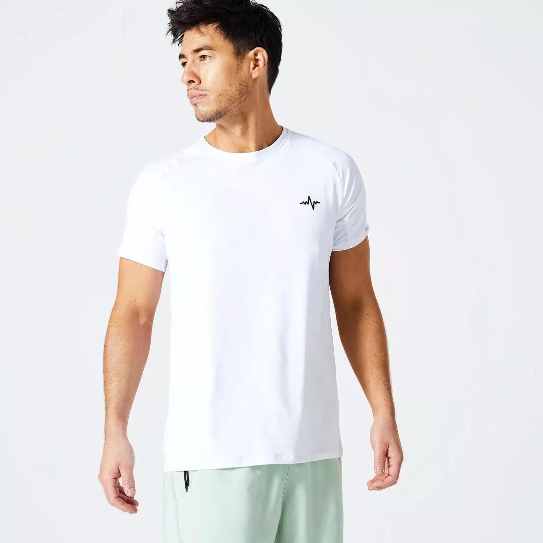 Men Fitness Breathable Essential Crew Neck T-Shirt, White, No Color, large image number 1
