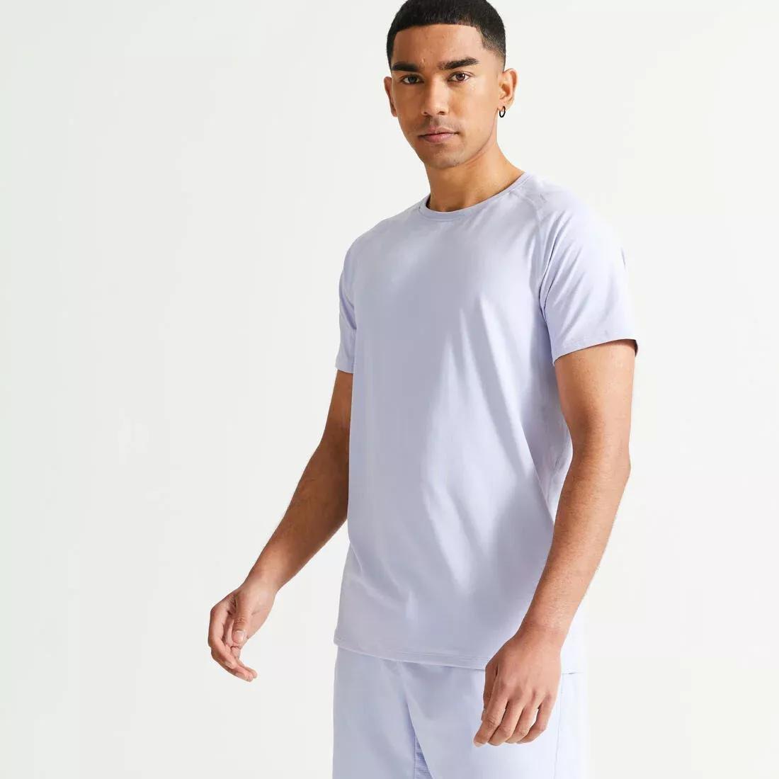Men Fitness Breathable Essential Crew Neck T-Shirt, White, No Color, large image number 2