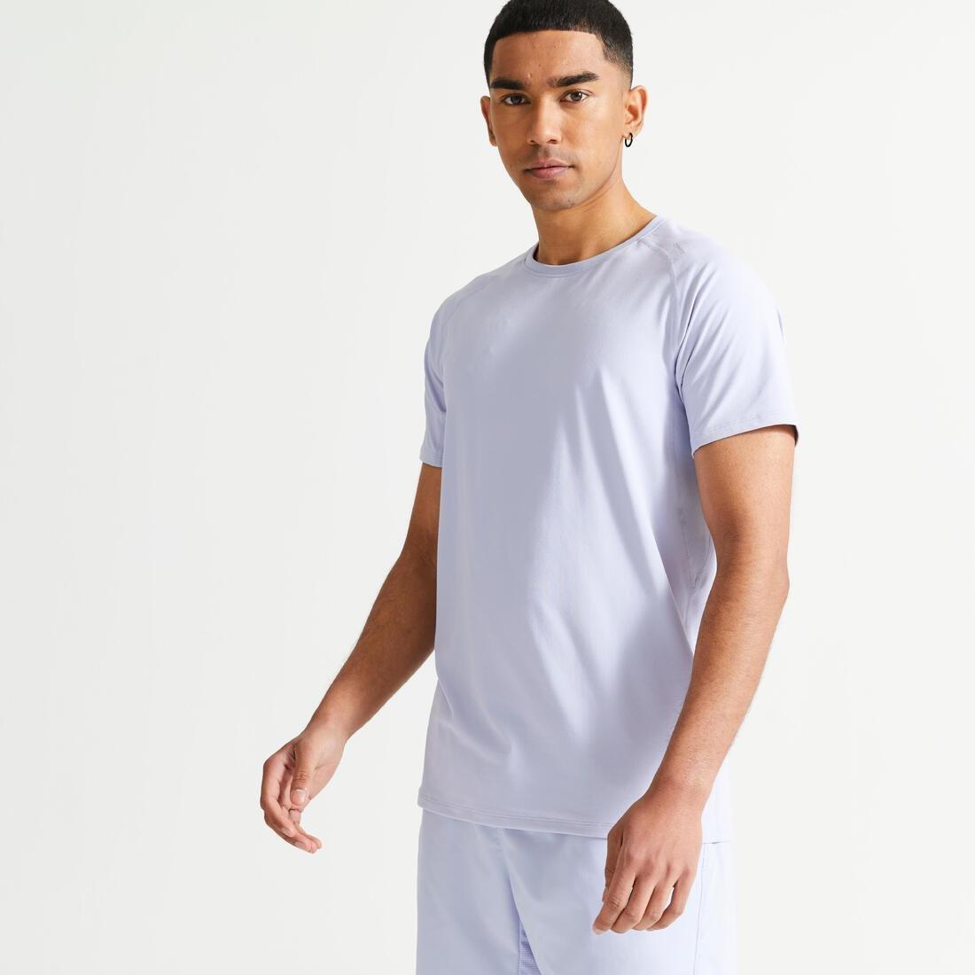 Men Fitness Breathable Essential Crew Neck T-Shirt, White, No Color, large image number 2