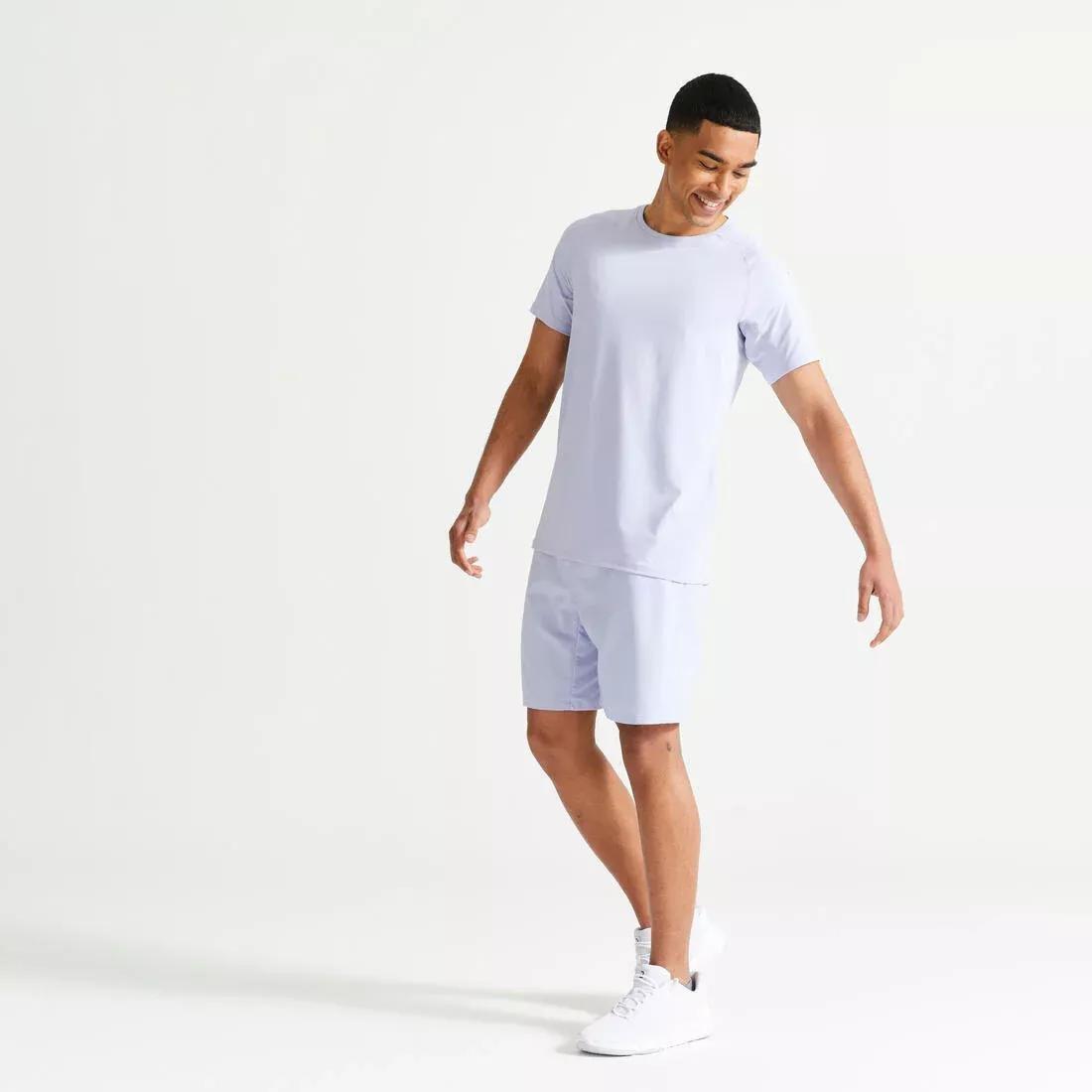 Men Fitness Breathable Essential Crew Neck T-Shirt, White, No Color, large image number 3