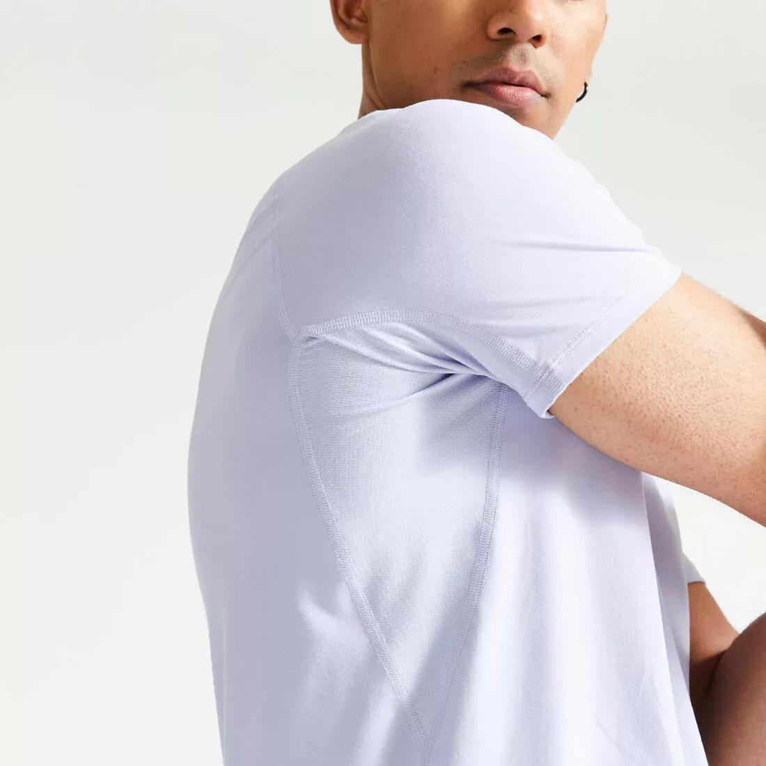 Men Fitness Breathable Essential Crew Neck T-Shirt, White, No Color, large image number 4