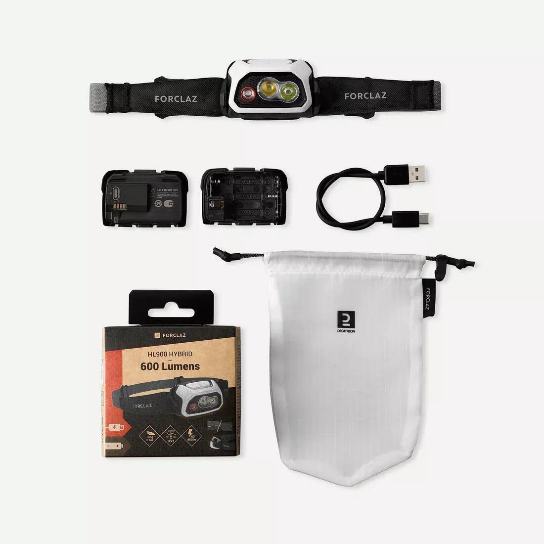 BLACK Rechargeable Head Torch - 600 lumen - HL900 USB V3, No Color, medium