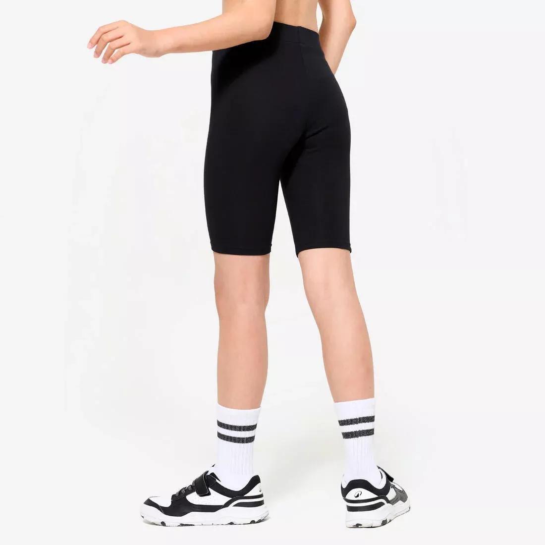 Kids Girls Multisport Cotton Cycling Shorts, Black, No Color, large image number 4