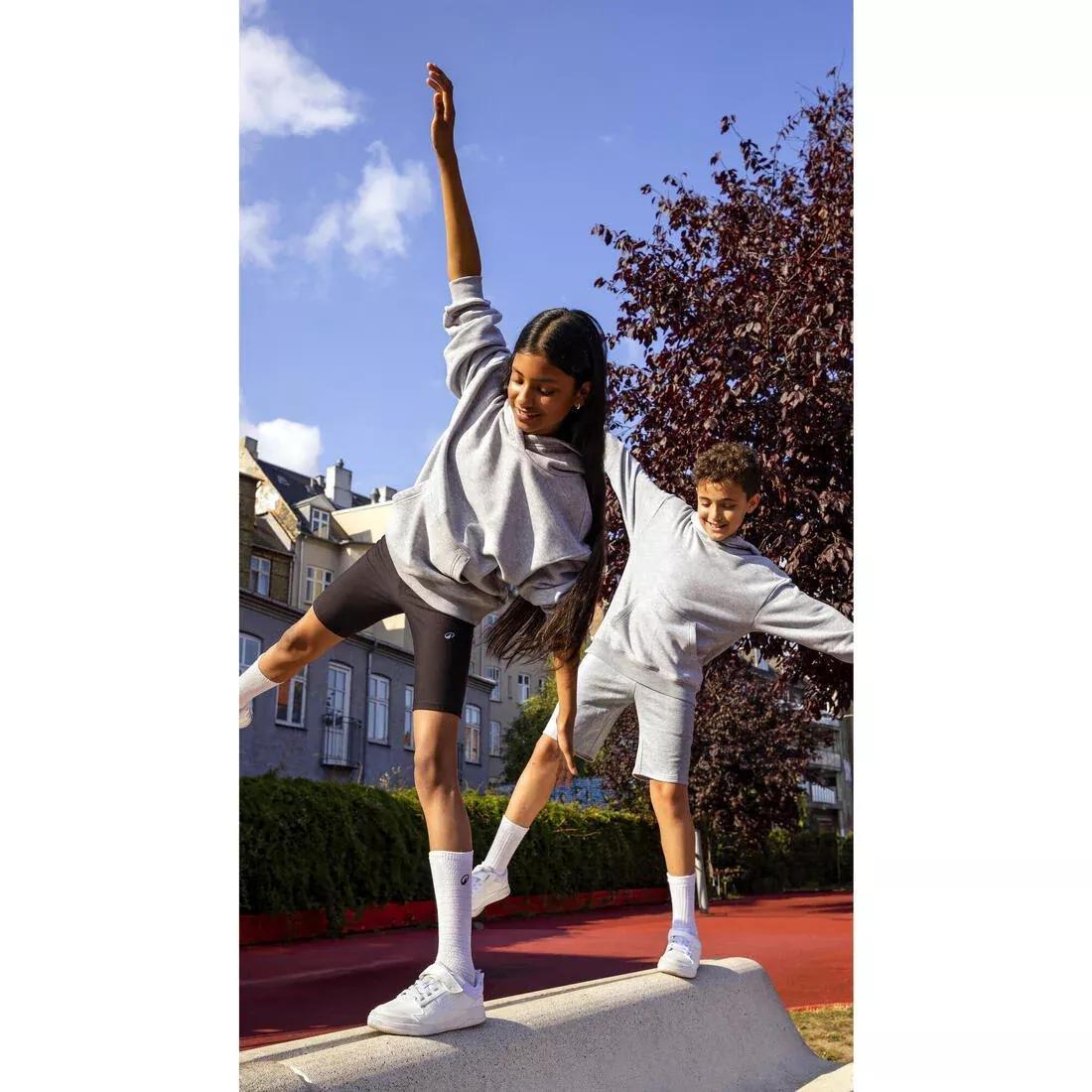 Kids Girls Multisport Cotton Cycling Shorts, Black, No Color, large image number 5