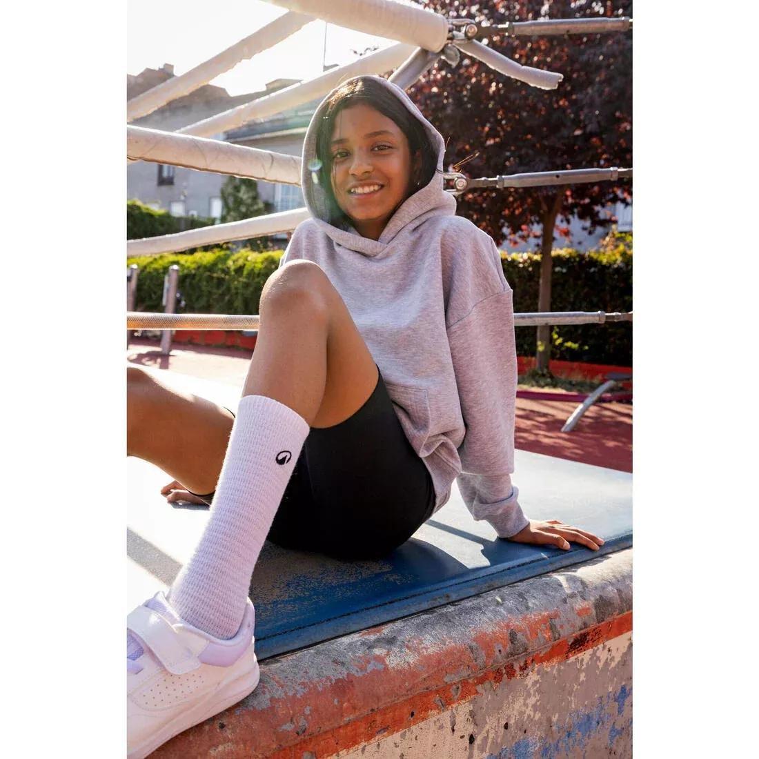 Kids Girls Multisport Cotton Cycling Shorts, Black, No Color, large image number 6