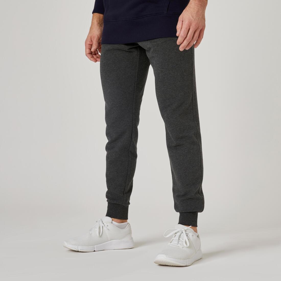 Men Slim-Fit Fitness Jogging Bottoms - 500, Grey, , large image number 3