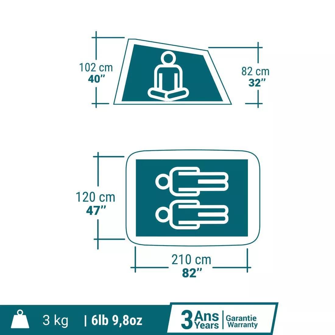 QUECHUA - 2 Man Tent - 2 Seconds, Blue