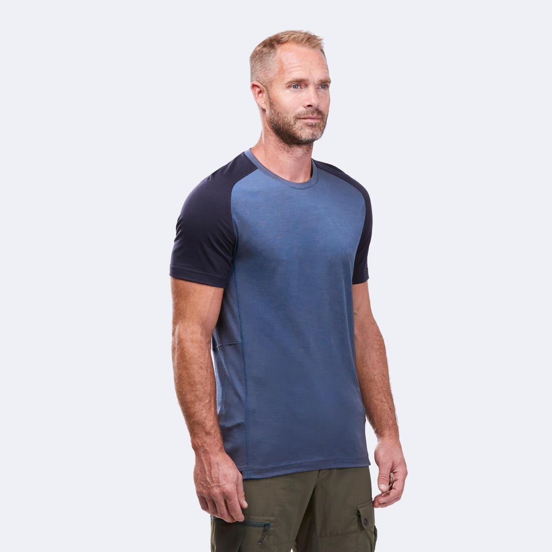 Men Short-Sleeved Merino Wool Trekking T-Shirt - Mt500, Grey, No Color, large image number 13