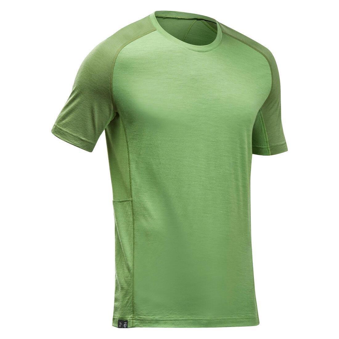 Men Short-Sleeved Merino Wool Trekking T-Shirt - Mt500, Grey, No Color, large image number 14