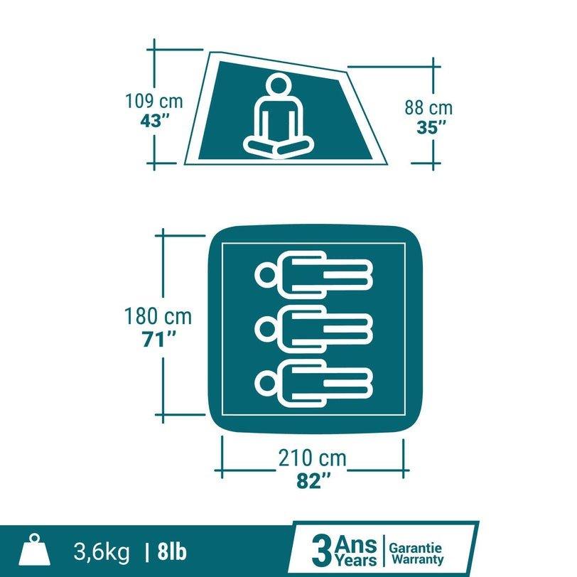 Camping 2 Seconds Tent - 3 Person, Blue, No Color, large image number 2