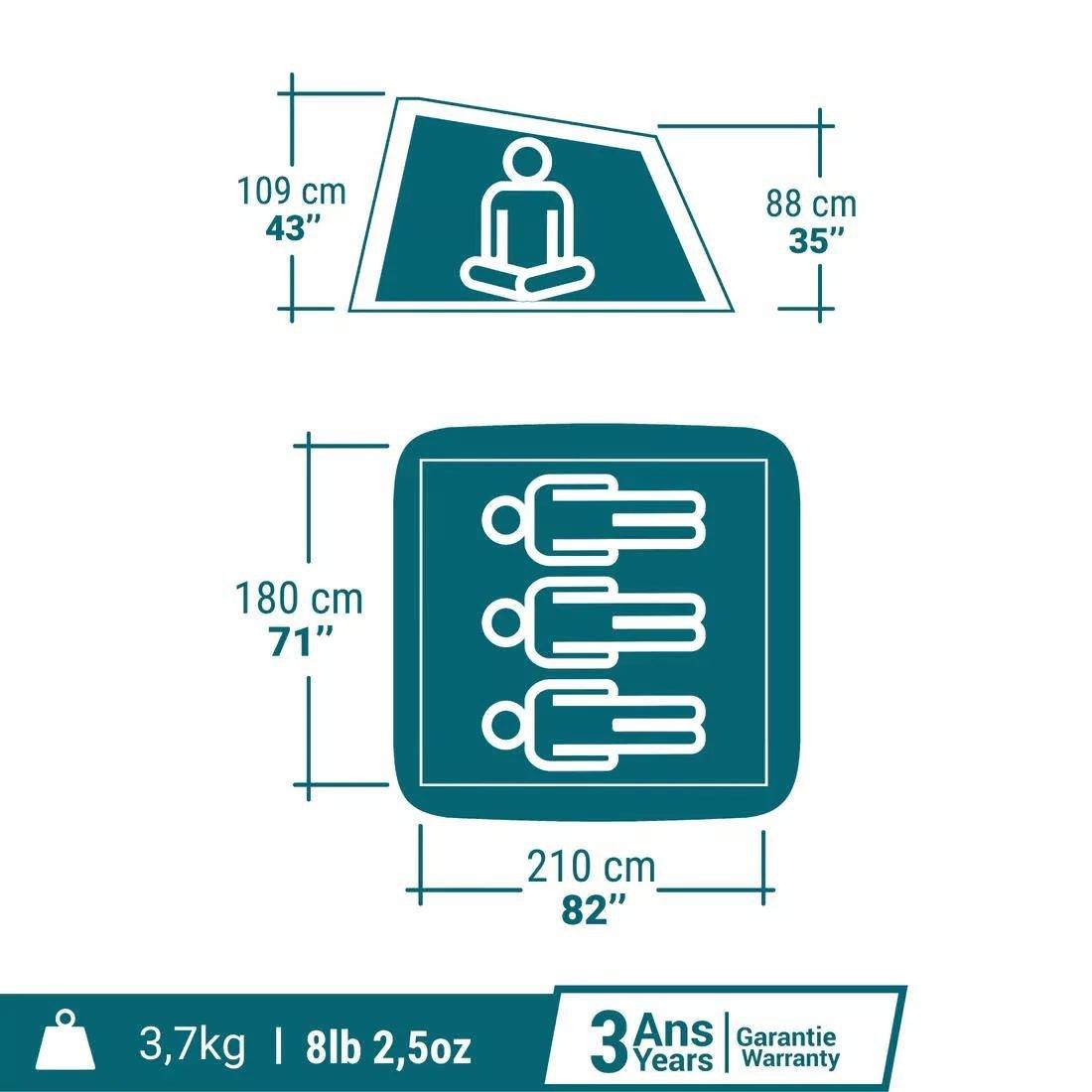 Camping 2 Seconds Tent - 3 Person, Blue, No Color, large image number 7