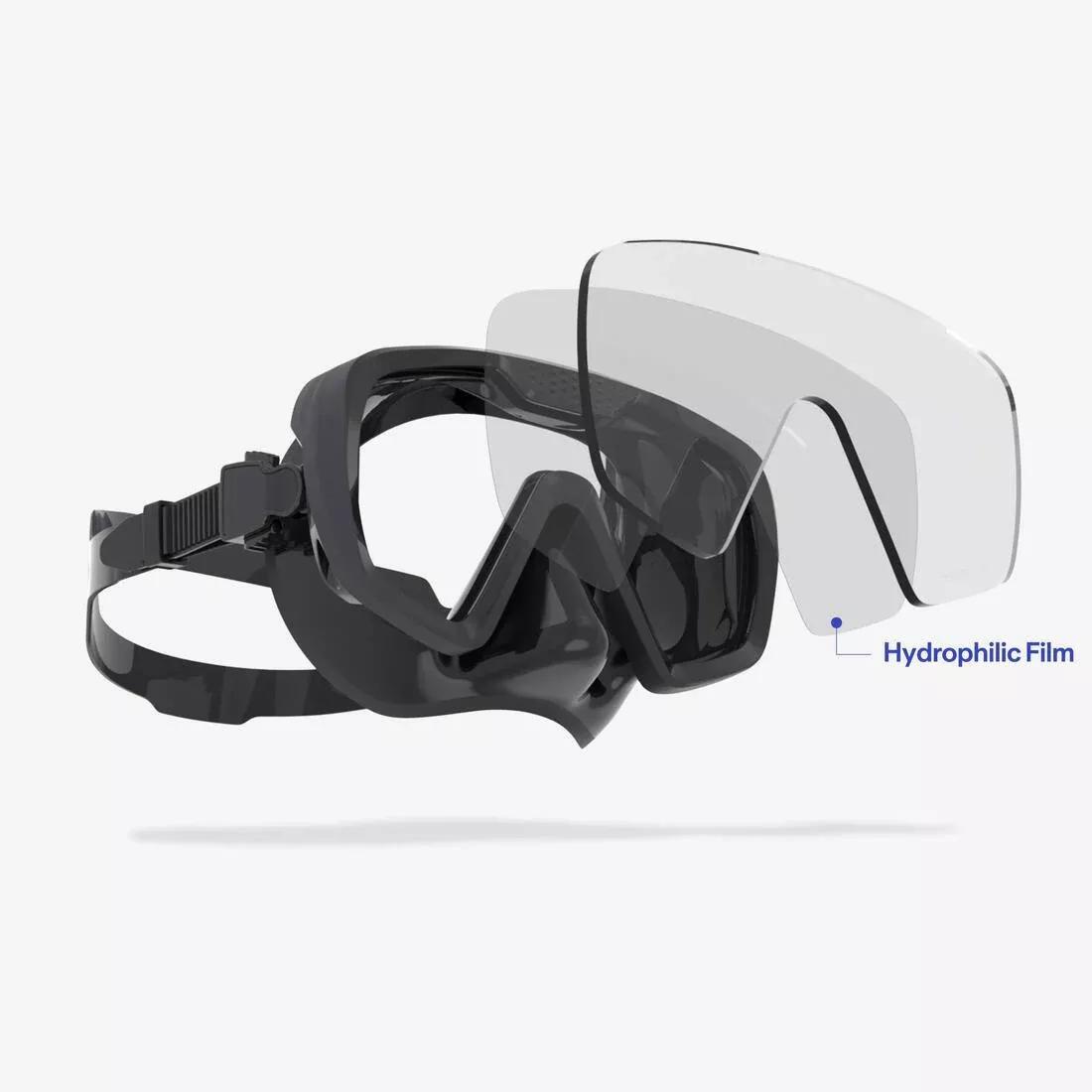 PINK Anti-fog diving mask - 100 Mono silicone strap, No Color, large image number 3