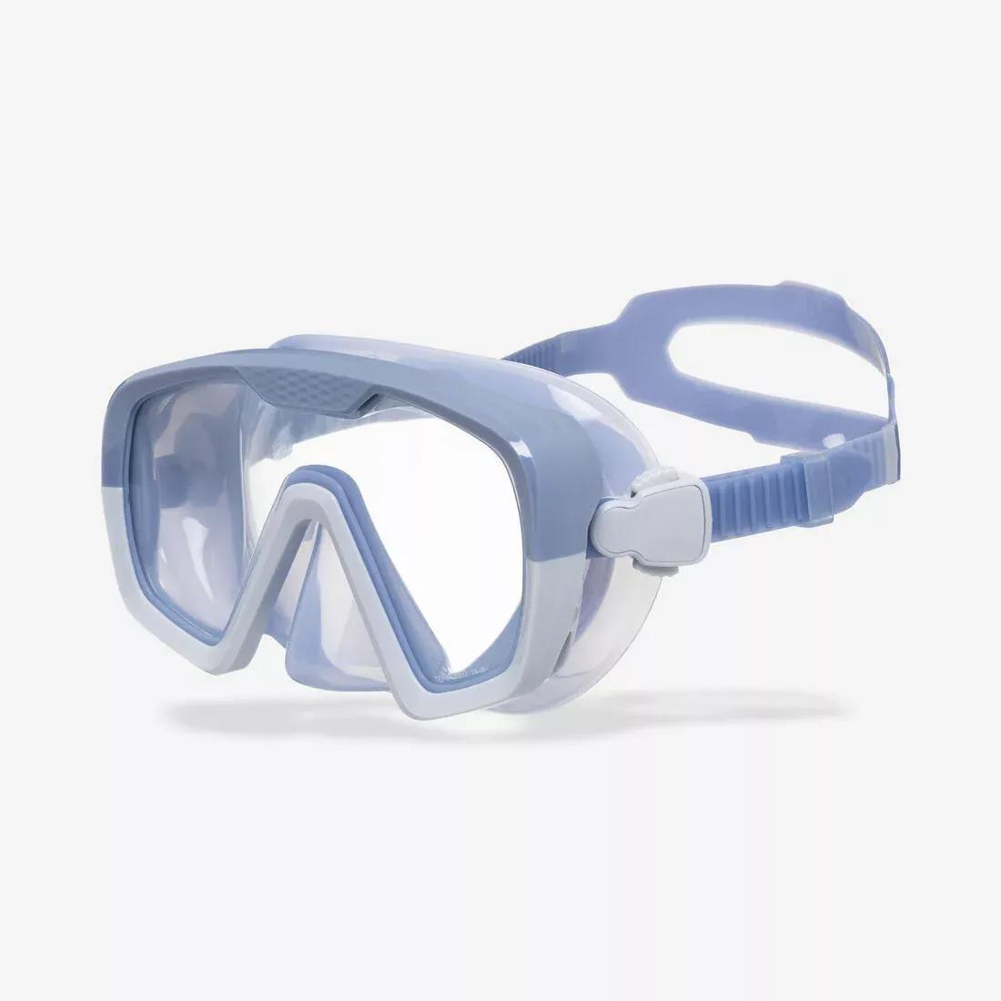 Anti-fog diving mask - 100 Mono silicone strap, Blue, No Color, medium