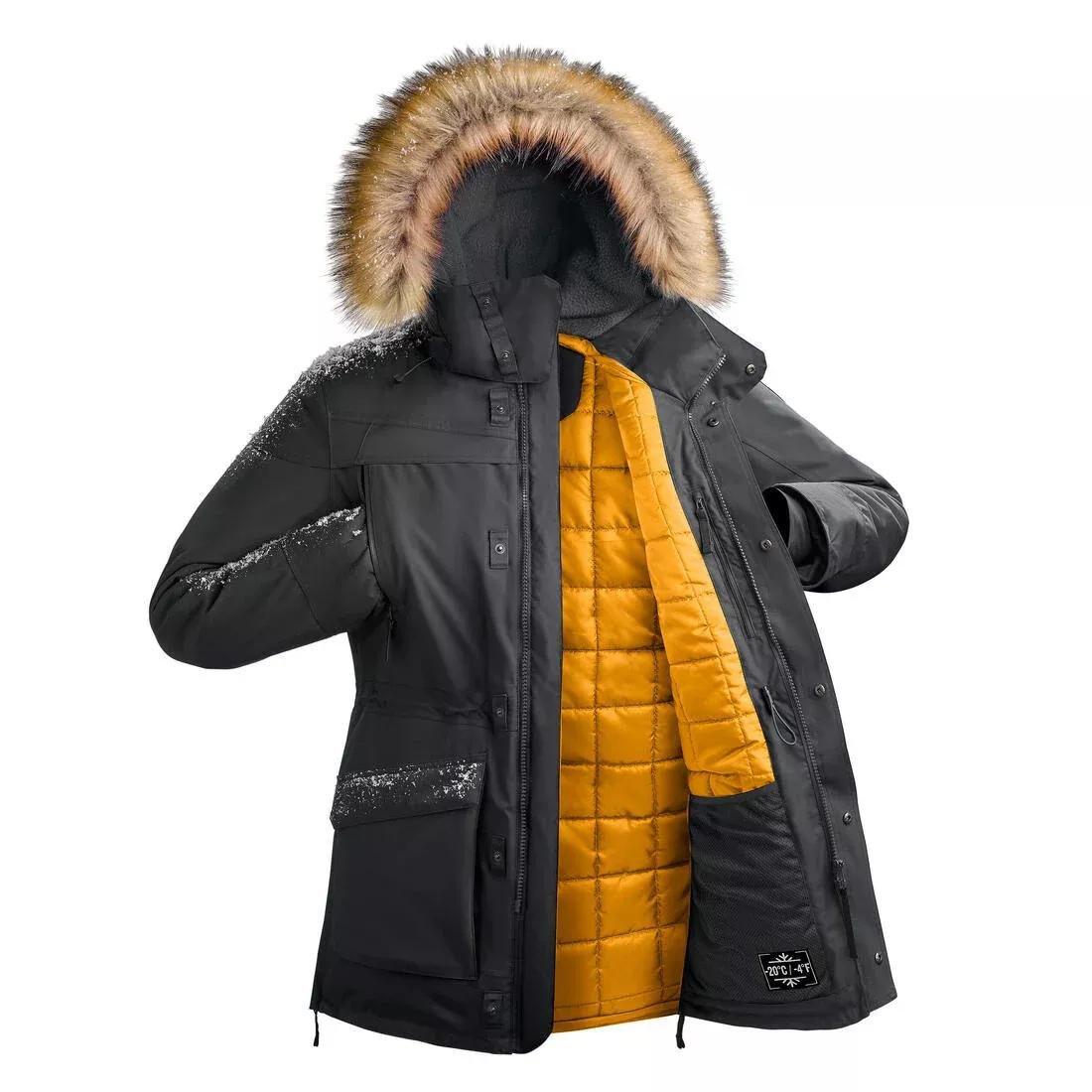Men Winter Waterproof Hiking Parka - Sh900, Black, , large image number 5